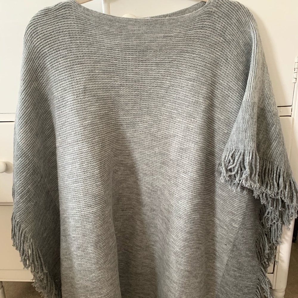 Gray Heathered Poncho